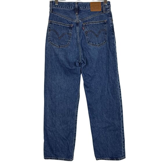 Levi's Premium Ribcage Straight Jeans Tag 28/29 Button Fly Big E High Rise Blue - Picture 7 of 13